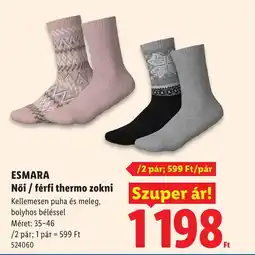 Lidl Esmara női / férfi thermo zokni ajánlat