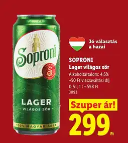 Lidl Soproni lager világos sör ajánlat