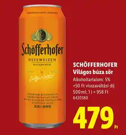 Lidl Schöfferhofer világos búza sör ajánlat