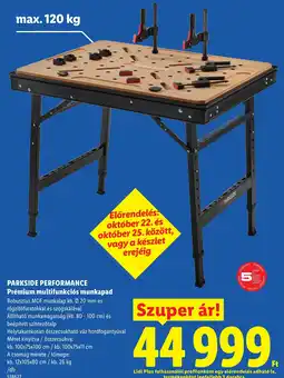 Lidl Parkside performance prémium multifunkciós munkapad ajánlat