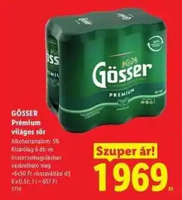 Lidl GÖSSER Prémium világos sör ajánlat
