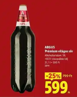 Lidl ARGUS Prémium világos sör ajánlat