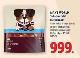 Lidl MAX’S WORLD Jutalomfalat kutyáknak ajánlat