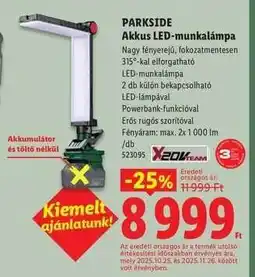 Lidl PARKSIDE Akkus LED-munkalámpa ajánlat