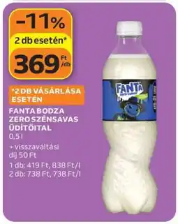 Auchan Fanta Bodza Zero Szénsavas Üdítőital ajánlat