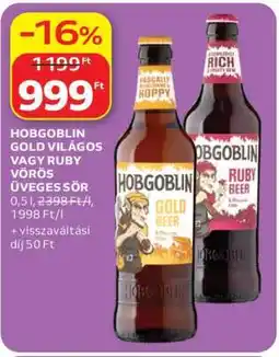 Auchan Hobgoblin Gold Világos vagy Ruby Vörös Üveges Sör ajánlat