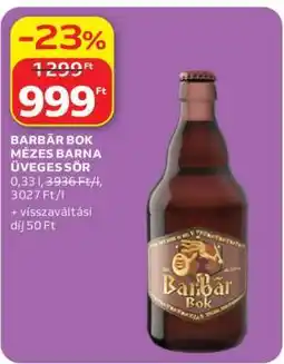 Auchan BARBÁR BOK MÉZES BARNA ÜVEGES SÖR ajánlat
