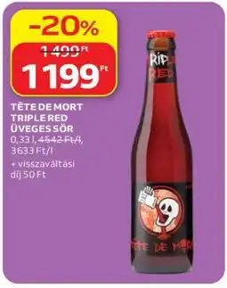 Auchan TÊTE DE MORT TRIPLE RED ÜVEGES SÖR ajánlat