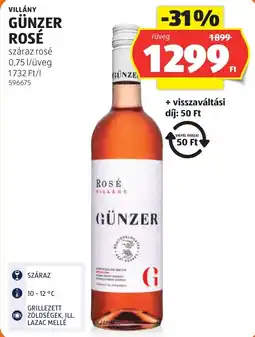 ALDI Günzer rosé ajánlat