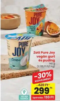 Spar Zott Pure Joy vegán gurt és puding ajánlat