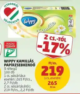 PENNY Wippy Kamillás Papírzsebkendő ajánlat