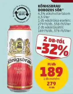 PENNY Königsbrau Dobozos Sör ajánlat