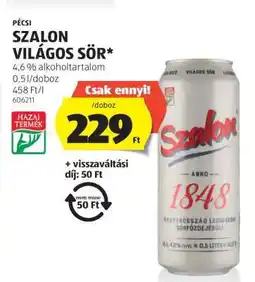 ALDI Pécsi Szalon Világos Sör ajánlat