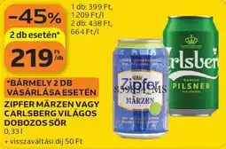 Auchan Zipfer märzen vagy carlsberg világos dobozos sör ajánlat