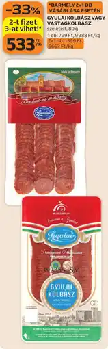 Auchan Gyulai kolbász vagy vastagkolbász ajánlat