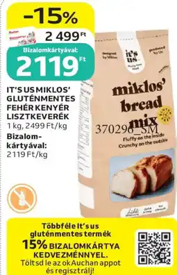 Auchan It's us miklos' gluténmentes fehér kenyér lisztkeverék ajánlat
