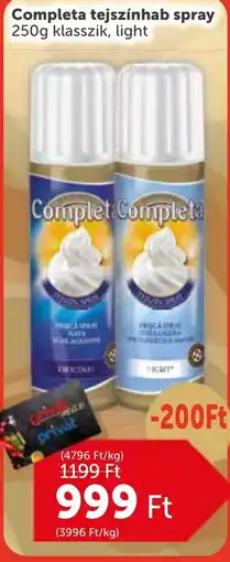 PRIVÁT Completa tejszínhab spray ajánlat