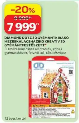Auchan DIAMOND DOTZ 3D GYÉMÁNTKIRAKÓ MÉZESKALÁCSHÁZIKÓ KREATÍV 3D GYÉMÁNTFESTŐSZETT ajánlat