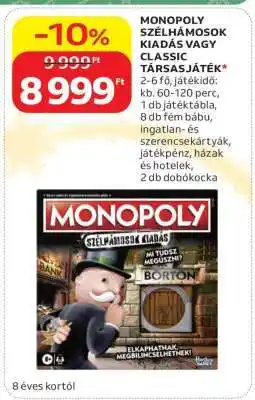 Auchan MONOPOLY SZÉLHÁMOSOK KIADÁS VAGY CLASSIC TÁRSASJÁTÉK ajánlat