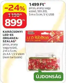 Auchan KARÁCSONYI LED-ES ORGANZA-SZALAG ajánlat