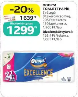 Auchan OOOPS! Toalettpapír ajánlat