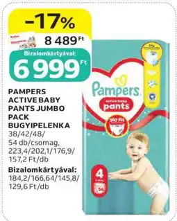 Auchan PAMPERS ACTIVE BABY PANTS JUMBO PACK BUGYIPELENKA ajánlat