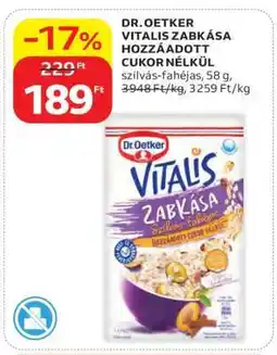 Auchan DR. OETKER VITALIS ZABKÁSA HOZZÁADOTT CUKOR NÉLKÜL ajánlat