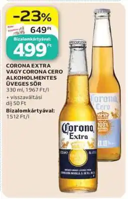 Auchan CORONA EXTRA VAGY CORONA CERO ALKOHOLMENTES ÜVEGES SÖR ajánlat