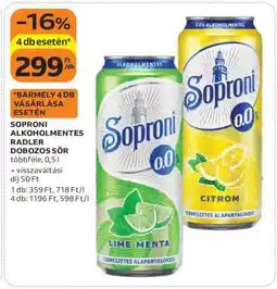 Auchan Soproni Alkoholmentes Radler Dobozos Sör ajánlat