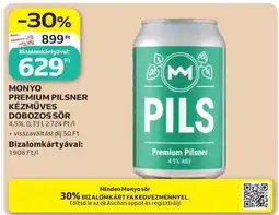 Auchan MONYO PREMIUM PILSNER KÉZMŰVES DOBOZOS SÖR ajánlat