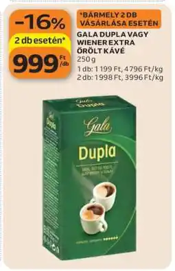 Auchan Gala Dupla vagy Wiener Extra Őrölt Kávé ajánlat