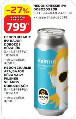 Auchan HEDON HELMUT IPA BAJOR DOBOZOS BÚZASÖR ajánlat