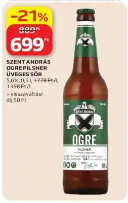 Auchan SZENT ANDRÁS OGRE PILSNER ÜVEGES SÖR ajánlat