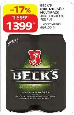 Auchan BECK’S DOBOZOS SÖR MULTIPACK ajánlat