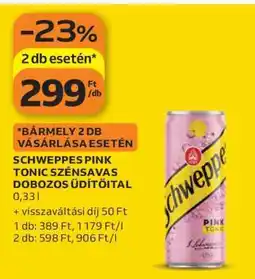 Auchan SCHWEPPES PINK TONIC SZÉNSAVAS DOBOZOS ÜDÍTŐITAL ajánlat