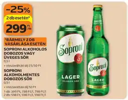 Auchan Soproni Alkoholos vagy Alkoholmentes Dobozos Sör ajánlat