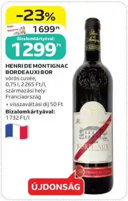 Auchan HENRI DE MONTIGNAC BORDEAUXI BOR ajánlat