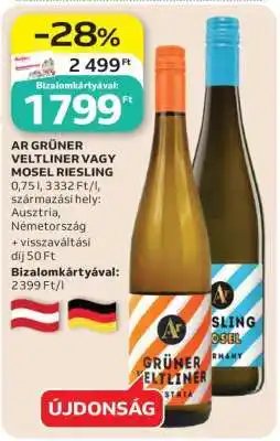 Auchan AR GRÜNER VELTLINER VAGY MOSEL RIESLING ajánlat