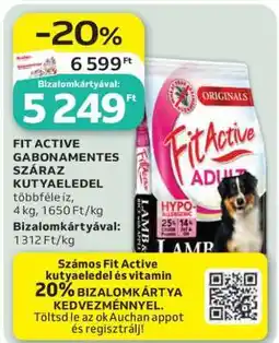 Auchan FIT ACTIVE GABONAMENTES SZÁRAZ KUTYAELEDEL ajánlat