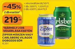 Auchan Zipfer Märzen vagy Carlsberg Világos Dobozos Sör ajánlat