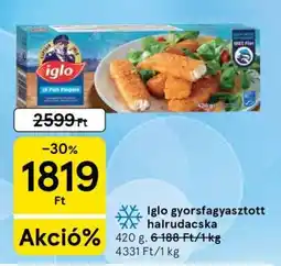 Tesco Iglo gyorsfagyasztott halrudacska ajánlat