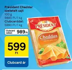 Tesco Président Cheddar szeletelt sajt ajánlat