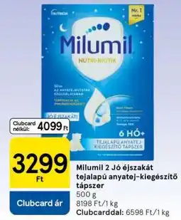 Tesco Milumil 2 Jó éjszakát tejalapú anyatej-kiegészítő tápszer ajánlat