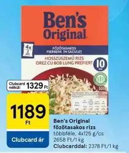 Tesco Ben's Original főzőtasakos rizs ajánlat