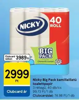 Tesco Nicky Big Pack kamillaiilattú toalettpapír ajánlat