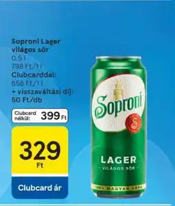 Tesco Soproni Lager világos sör ajánlat