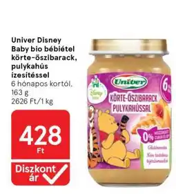 Tesco Univer Disney Baby bio bébiétel körte-őszibarack, pulykahús ízesítéssel ajánlat