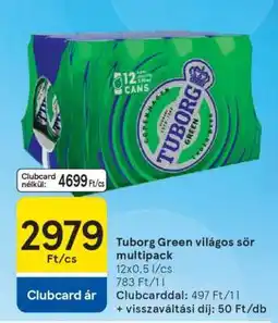 Tesco Tuborg Green világos sör multipack ajánlat