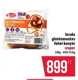 Coop Incola gluténmentes fehér kenyér ajánlat