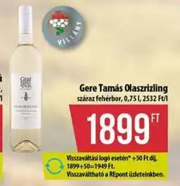 Coop Gere Tamás Olaszrizling ajánlat